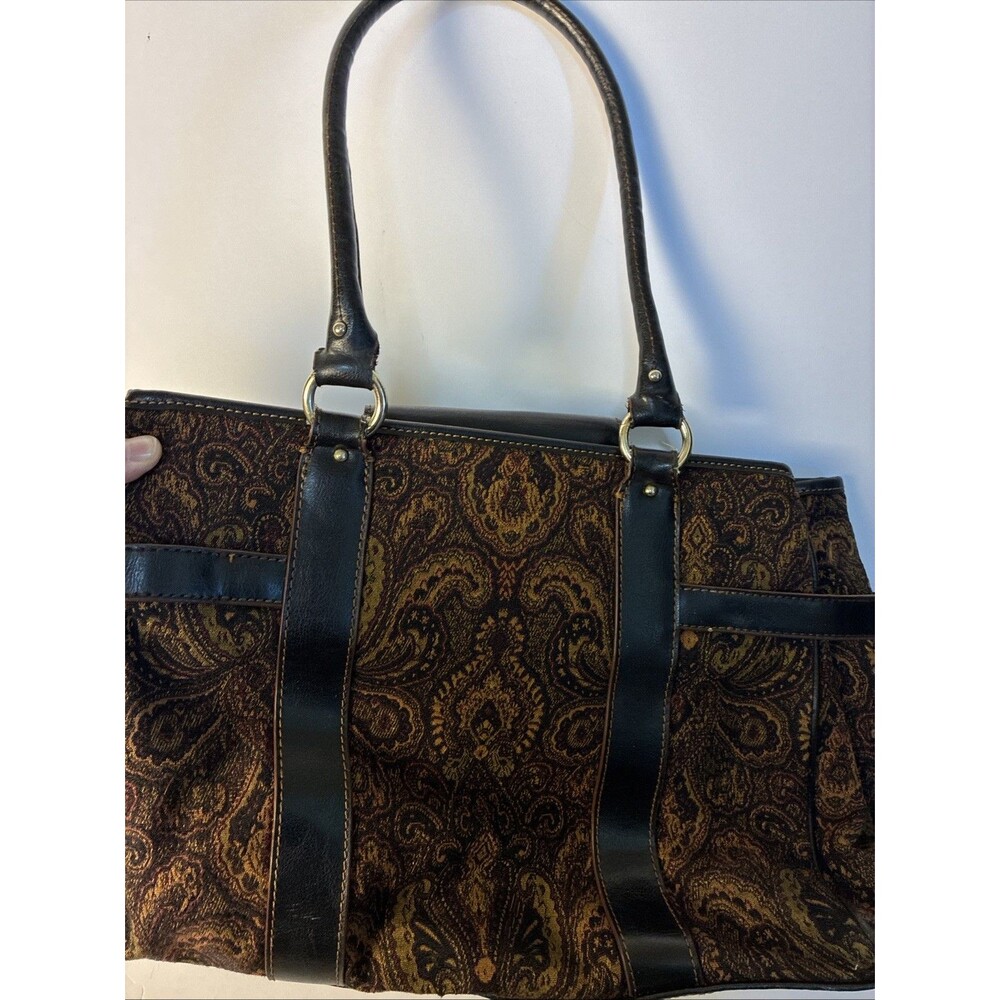 Vintage Etienne Aigner Paisley Tapestry Satchel Bag Dark Academia Boho Chic NEW - Picture 6 of 9